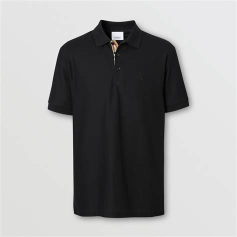 burberry monogram polo|Cotton Polo Shirt in Black .